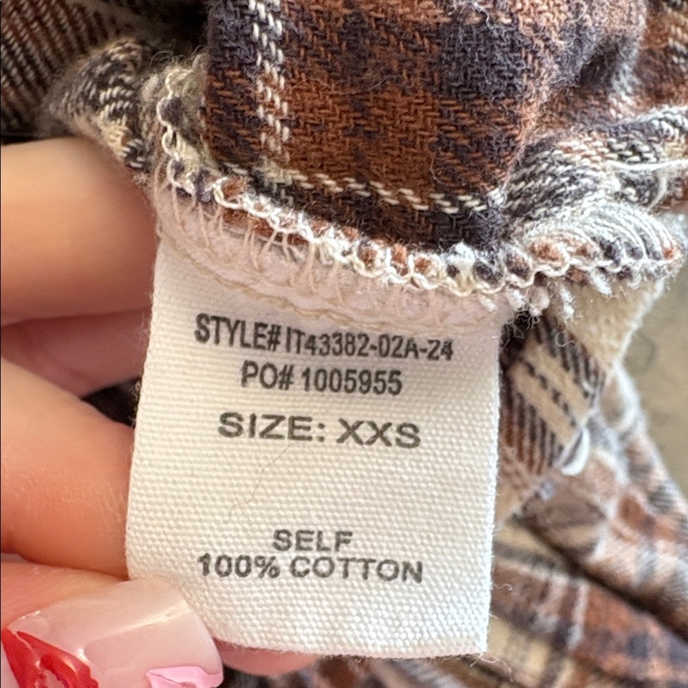 Altar'd State Button Plaid Frayed Boho Cropped Top Size XXS - Picture 5 of 7